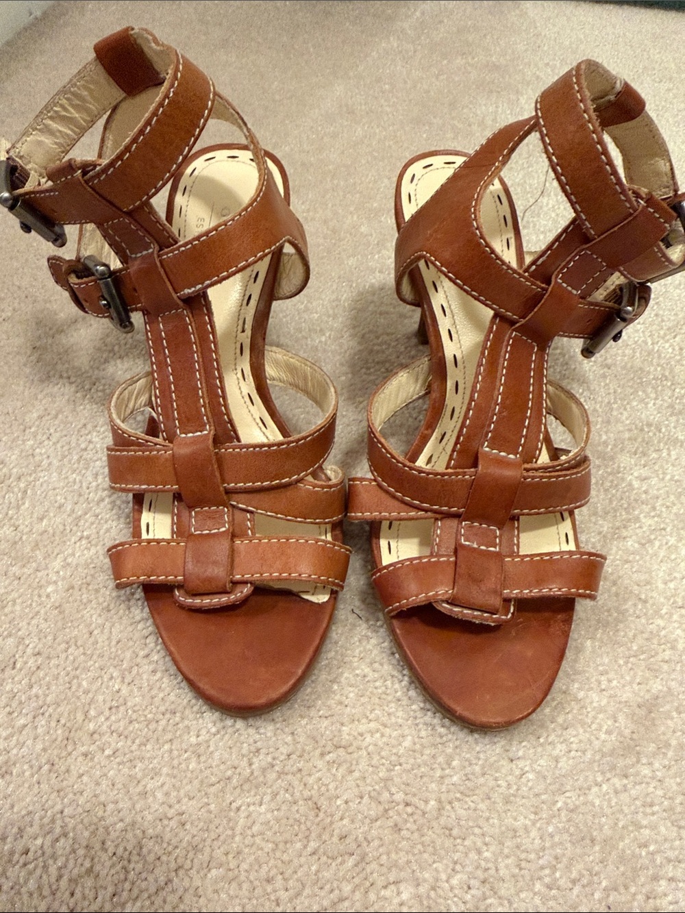 Coach Tan Brown Leather Strappy High Heel Sandals